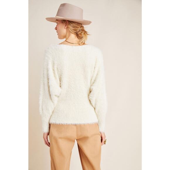 Knit Sweater Cream Anthropologie Pullover Soft Cozy Dolman Sleeve - Picture 3 of 9
